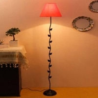 Vander Orange Fabric Floor Lamp with Black Iron Base