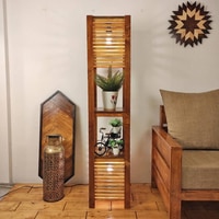 Antilia Beige Solid Wood Floor Lamp with Beige Solid Wood Base