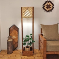 Lyon Beige Solid Wood Floor Lamp with Beige Solid Wood Base
