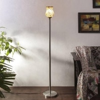 Clay Multicolour Glass Floor Lamp with Steel Steel Base