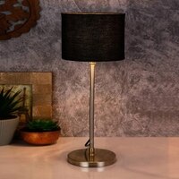 Jones Black Fabric Shade Table Lamp with Steel Steel Base