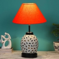 Maren Orange cotton Glass Table lamp with Iron Base