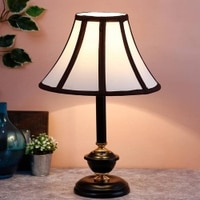 Ramon Multicolour Fabric Shade Table Lamp with Black Iron Base
