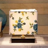 Elisha Multicolour Fabric Shade Table Lamp with Black Iron Base