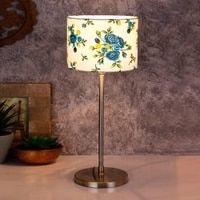 Truett Multicolour Fabric Shade Table Lamp with Steel Steel Base