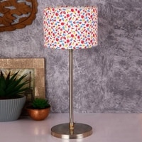 Lyric Multicolour Fabric Shade Table Lamp with Steel Steel Base