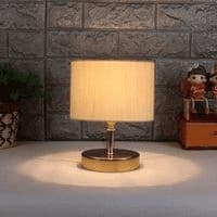 Cheney Off White Fabric Shade Table Lamp with Gold Metal Base