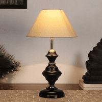 Astrid off-white cotton Table lamp with Iron Base