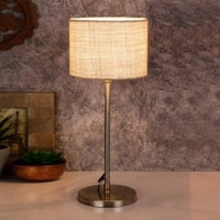 Landry White Natural Fiber Shade Table Lamp with Steel Steel Base