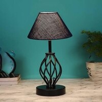 Charlee Blue Jute Table lamp with Iron Base