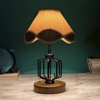 Lexi Vintage Multicolor Shade Table lamp with Wood & Iron Base