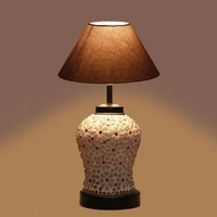 Bianca Grey cotton Glass Table lamp with Iron Base