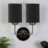 Maddox Dual Black cotton Wall mounted Lamp with Steel Base