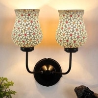 William Dual Multicolor Mosaic Glass Wall Mounted Lamp with Iron Base