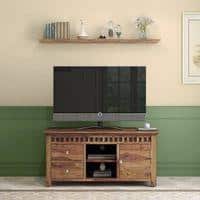 Fidora Solid Wood Free Standing TV Unit in Teak Finish