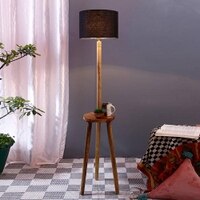 Gwyneth Black Cotton Shade Floor Lamp