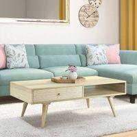 Ivara Rectangular Solid Wood Coffee Table In Natural Finish