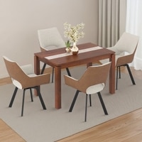 Atlas Crest Storage Solid Wood Dining Table With 4 Casey Swivel Chairs (Finish : Danish Walnut, Chair Colour : Dual Tone)