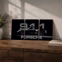 The Castle Decor Porsche 911 Black Luxury Car Wall Art Set of 3 14x20 Inch