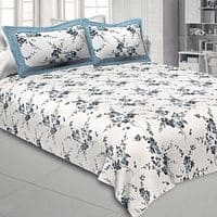 Milan Blue Abstract 150 TC Cotton Double Size Bedsheet with 2 Pillow Covers