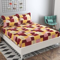 Alba Multicolor Geometric 160 TC Cotton Double Size Bedsheet with 2 Pillow Covers