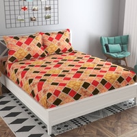 Daniel Multicolor Geometric 160 TC Cotton Double Size Bedsheet with 2 Pillow Covers