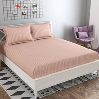 Sergio Peach Solid 210 TC Cotton King Size Bedsheet with 2 Pillow Covers