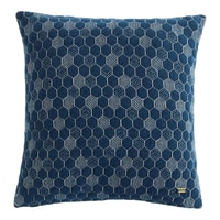 Daisy Estate Blue & Natural Combed_Cotton Cushion Cover