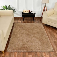 Beige Solid Soft Feel Anti-Skid Polyester Carpet -3X5 Feet
