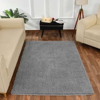 Silver Solid Soft Feel Anti-Skid Polyester Carpet -5X7 Feet