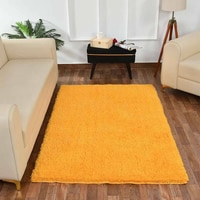 Yellow Solid Soft Feel Anti-Skid Polyester Carpet -4X6 Feet