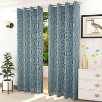 Emma Blue Color Abstract Door Curtain - Set of 2