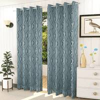 Emma Blue Color Abstract Long Door Curtain - Set of 2