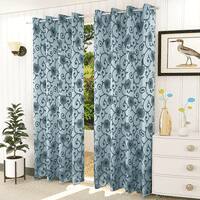 Chloe Blue Color Floral Door Curtain - Set of 2