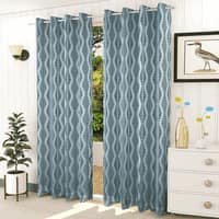Lucy Blue Color Abstract Door Curtain - Set of 2
