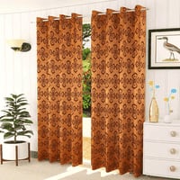 Ferdia Brown Color Geometric Door Curtain - Set of 2