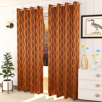 Leah Brown Color Abstract Window Curtain   Set of 2