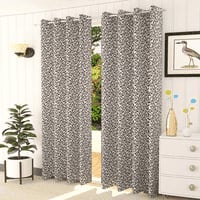 Sienna Grey Color Floral Door Curtain - Set of 2