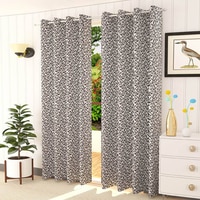 Sienna Grey Color Floral Long Door Curtain - Set of 2