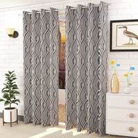 Oscar Grey Color Abstract Door Curtain - Set of 2