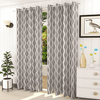 Joe Black Color Abstract Window Curtain   Set of 2