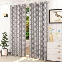Joe Black Color Abstract Long Door Curtain - Set of 2