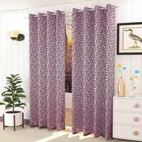 Callie Pink Color Floral Door Curtain - Set of 2