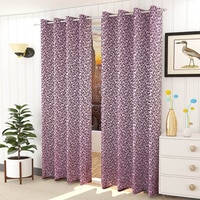 Callie Pink Color Floral Long Door Curtain - Set of 2