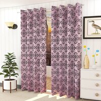 Phoebe Pink Color Geometric Door Curtain - Set of 2