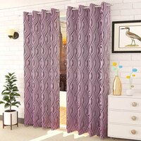 Oisin Pink Color Abstract Window Curtain   Set of 2