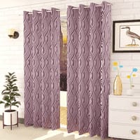 Oisin Pink Color Abstract Door Curtain - Set of 2