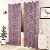 Oisin Pink Color Abstract Long Door Curtain - Set of 2