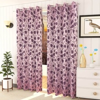 Sophia Pink Color Floral Window Curtain   Set of 2
