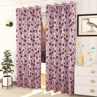 Sophia Pink Color Floral Door Curtain - Set of 2